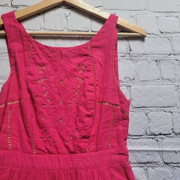 Anthro Moulinette Soeurs Pink A Line Eyelet Dress Size 0P - Picture 5 of 14